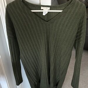 Olivia Rae Forest Green Ribbed Knit Top
